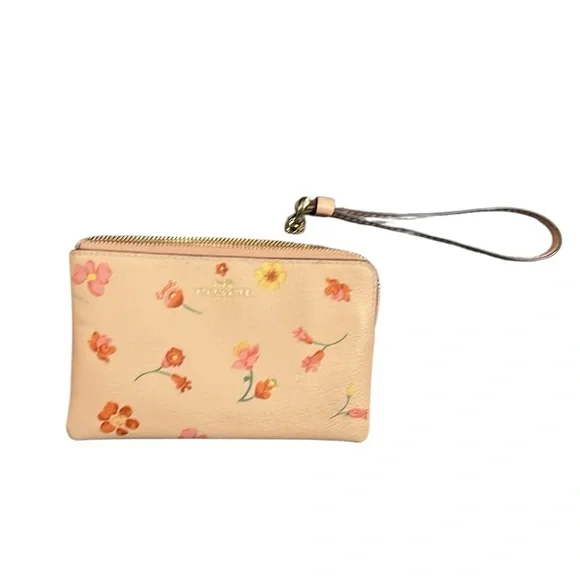 Coach Textured Brown and Floral Tan Wristlet Rehab Duo - Picture 8 of 11